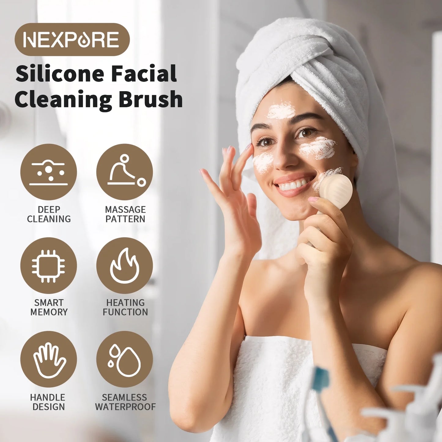 Sonic Facial Cleansing Brush – Waterproof Silicone Deep-Clean Exfoliator