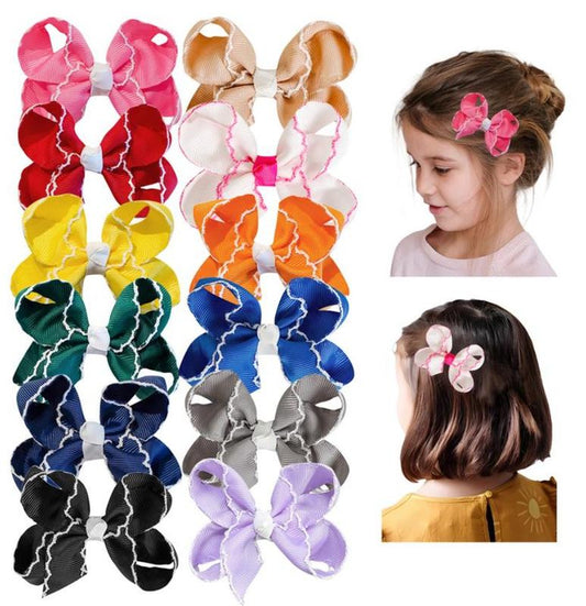 ColorPop Bubble Bow Set (12 pcs) – Handcrafted Lace Hair Clips for Girls & Women